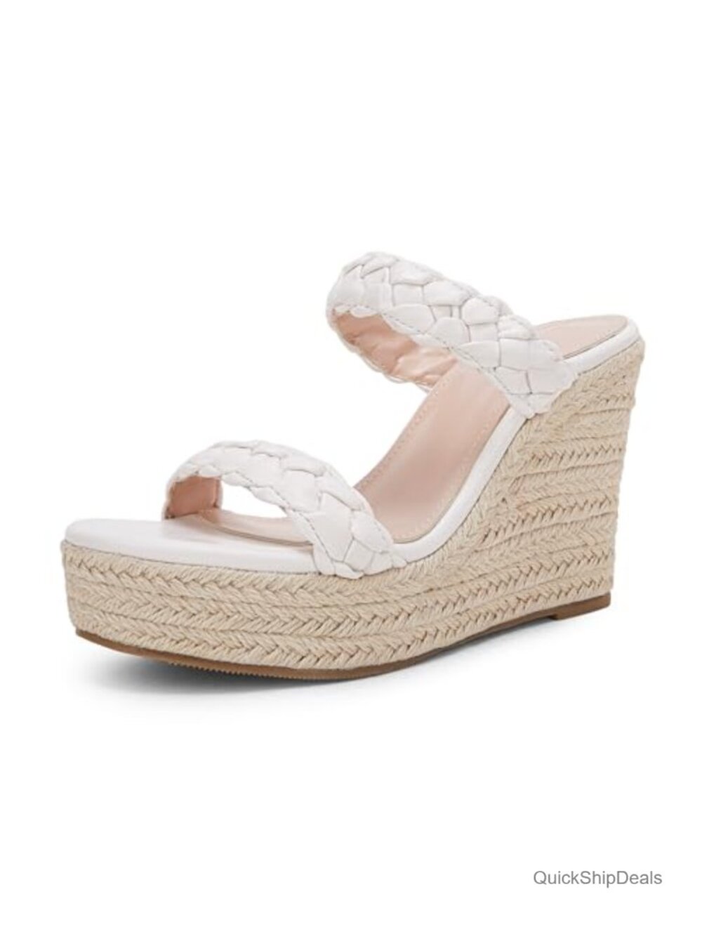 Wedge Platform Sandals Espadrilles Two Strap Woven Slip On Summer Slide Sandals